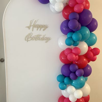 Balloon Chiara Board by Boom Balloon Los Angeles, a 6.6-foot customizable event backdrop with balloons and personalized signage